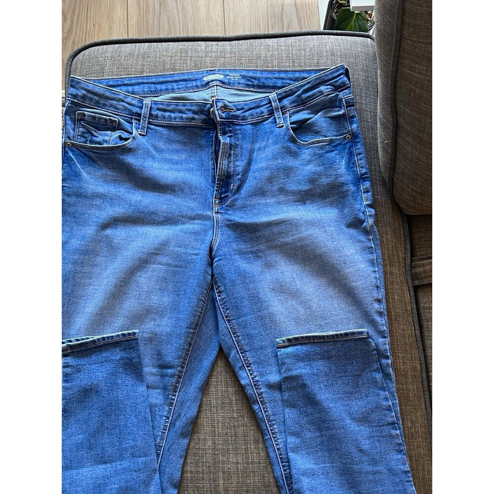Old Navy Women's 16 Mid-Rise Rockstar Super Skinny Denim Jeans Stretch indigo